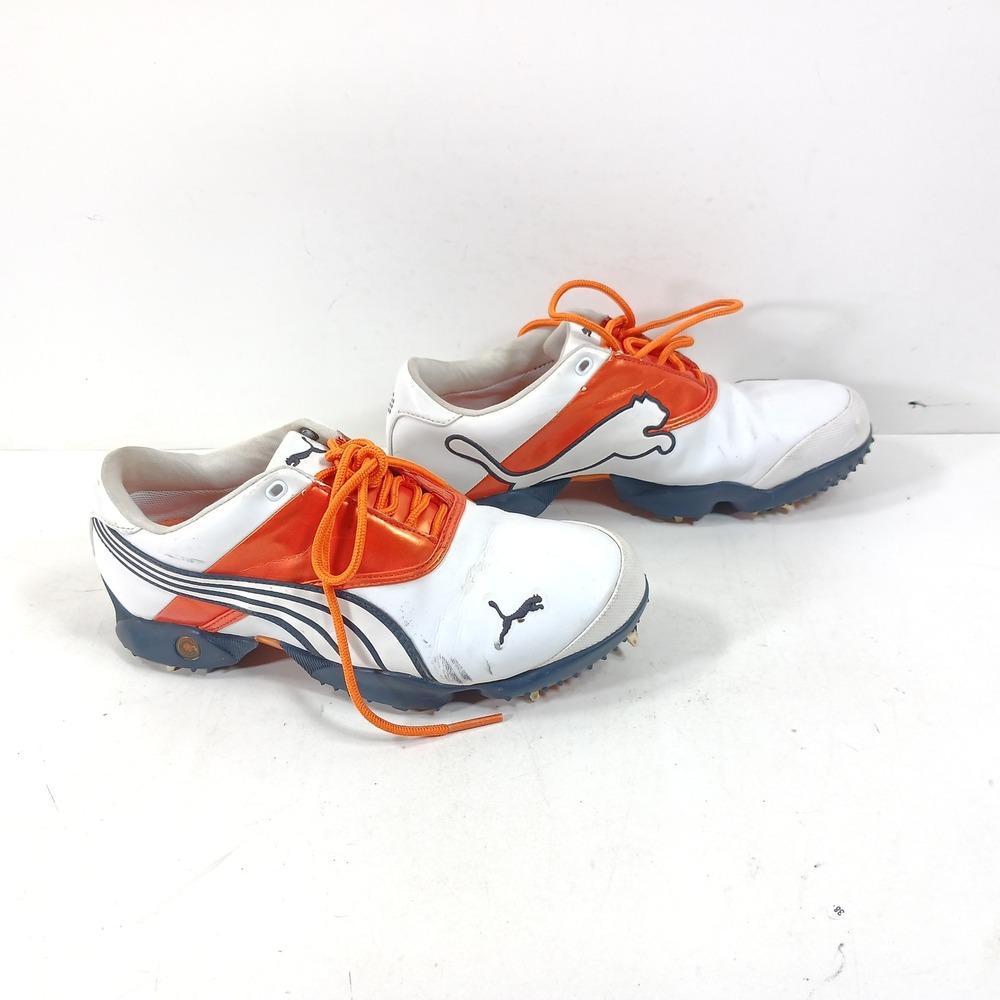 Puma ArchTec Golf Shoes White Orange Navy Blue SmartQuill Spiked 185320-01 US 7 - Picture 3 of 11